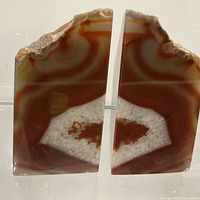 Front view of both polished geode bookends