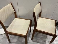 Pair of D Scan teak chairs front/top view