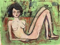 Reclining nude female side of painting