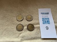 Obverse sides showing common 2 euro denomination of all four coins