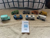 Group shot of all eight diecast vehicles