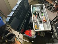 Toolbox open showing tray and contents