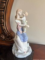 Front view of porcelain figurine showing mother and child
