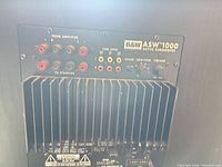 Rear panel of B&W ASW1000 showing connections and model label