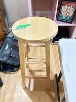 Full view of wood bar stool