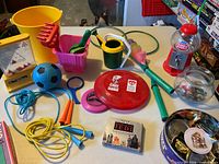 group shot showing all toys laid on table