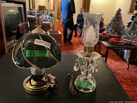 Both electric lamps on table showing overall design and cords