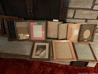 All frames arranged on hearth showing variety