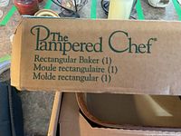 Pampered Chef box labeling rectangular baker