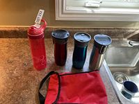 All four drinkware pieces on countertop