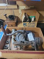 Meat grinder body, crank, clamp, plates, box