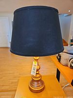 Full view of lamp with shade and base