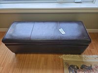Front top view of bonded leather storage bench ottoman