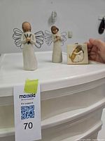 Full lot with two angel figurines and relief ornament