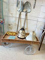 overall lot showing cart, bells, coasters and wheels