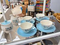 Full set on glass shelf