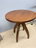 Full view of round wood side table