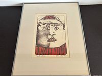 Front view of framed etching