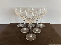 Six Waterford Alana crystal wine glasses front view