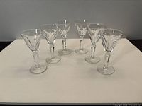 Six Waterford cordial glasses front view