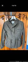 Front view Old Navy olive field jacket on hanger