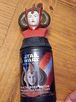 Queen Amidala character-topped lotion bottle full view