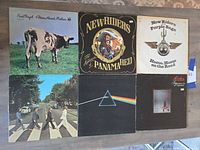 Six LP covers including Pink Floyd Atom Heart Mother and The Beatles Abbey Road