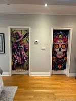 Both door curtains installed on doors for scale and design visibility