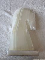 Full view of carved onyx horse head bookend