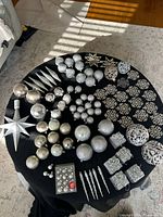 Full lot overview on table showing all ornament types