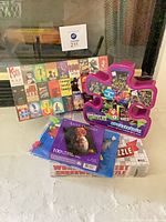 All five puzzle boxes and bag grouped together