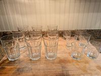 Overhead view showing all 15 glasses on countertop