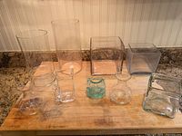 All nine vases lined on board