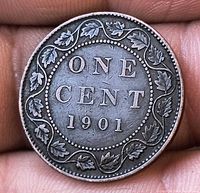 Reverse of 1901 Canada large cent showing denomination and date