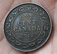 Reverse of 1912 Canadian Large Cent showing denomination and date