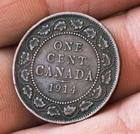 Reverse of 1914 Canada large cent showing denomination and date