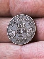 Reverse of 1932 Canada one cent showing denomination and date