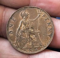 Reverse of 1936 UK one penny showing Britannia and date