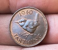 Reverse of 1940 farthing showing wren and date