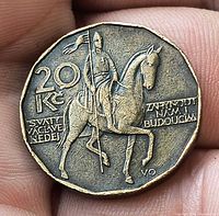 Obverse showing Saint Wenceslas on horseback and 20 Kč value
