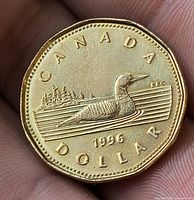 Reverse side of 1996 Canadian dollar showing loon design
