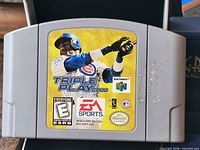 Front view of Nintendo 64 Triple Play 2000 cartridge showing label