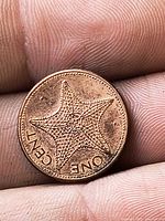 Starfish reverse of Bahamas one cent coin