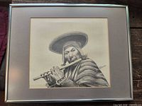 Front view of the framed pencil drawing showing entire composition and frame