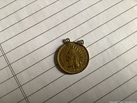Obverse view of 1900 Indian Head cent showing soldered loops
