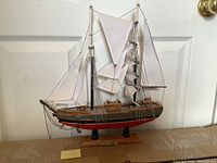 Full view of Bluenose model on stand