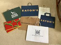 Overview of all bags and box laid on carpet