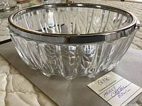 side view showing crystal flutes and chrome band