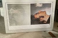Full view of lithograph showing both image panels within mat