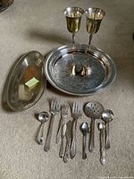 Overview of trays, goblets and serving utensils